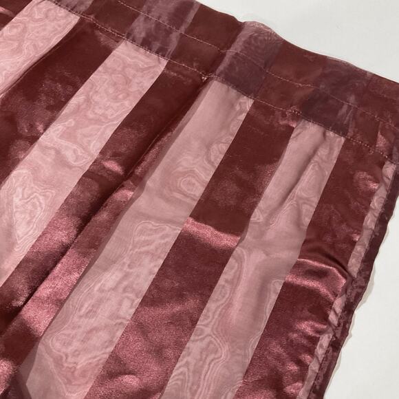 Sheer Maroon Curtains With Sateen Stripes-4 Panels (42” W x 84” L) - Picture 4 of 5